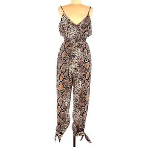 Aqua jumpsuit in leopard print.